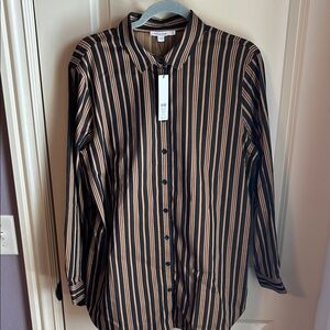 Chico's Black and Tan Striped Blouse